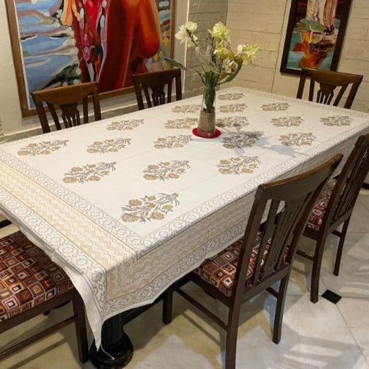 Cream & Mustard Digital Print Table Cover