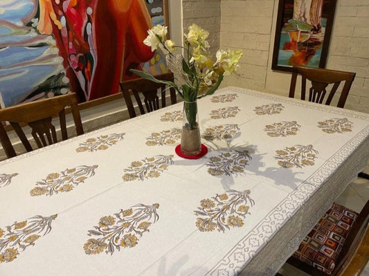 Cream & Mustard Digital Print Table Cover