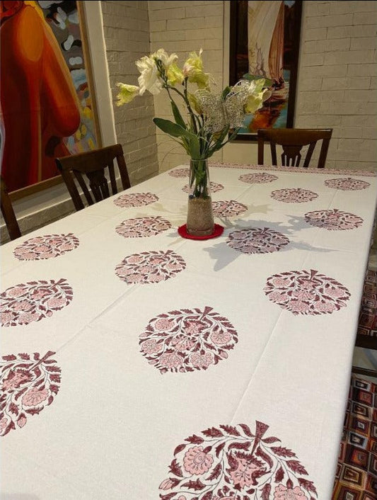 Brown Cotton Jaipuri Cotton Table Cover