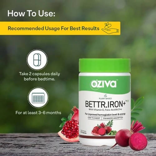 OZiva Plant Based Bettr. Iron+ Capsules - 60