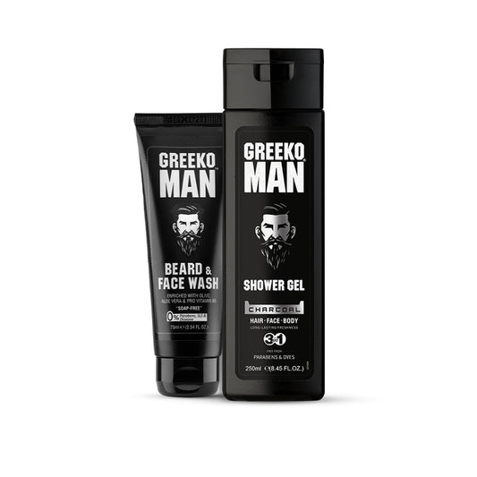 Greeko Man Charcoal Shower Gel & Face Wash Kit  - 325 ml