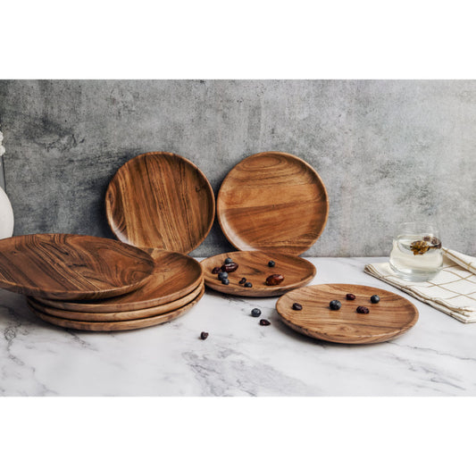 Dune Acacia Plates Set of 4 Small and 4 Large