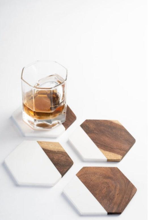 Sheesham Wood Coasters | Set of 4 | Multiple Designs