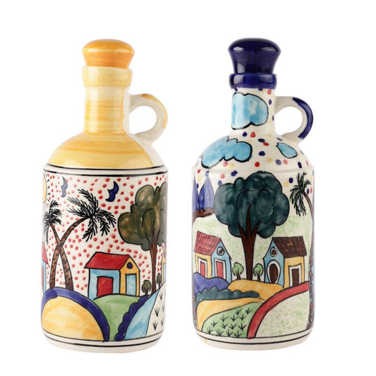 Ceramic Blue Floral Oil Dispenser | Set of 2 | 950ml | Multiple designs