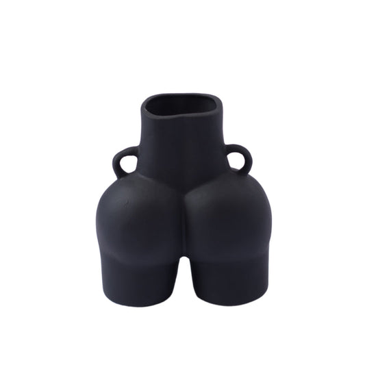 Daphne Decorative Black Ceramic Vase | 8 inch