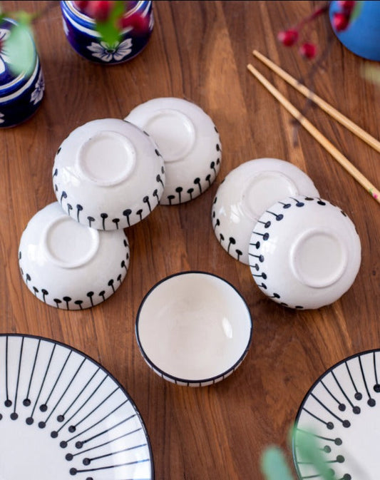 Athena Ceramic Handcrafted Serving Bowls | Set Of 6