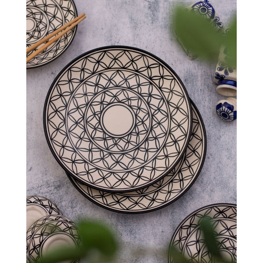 Modern Ceramic Glossy Handcrafted Dinner Plates | Set Of 2