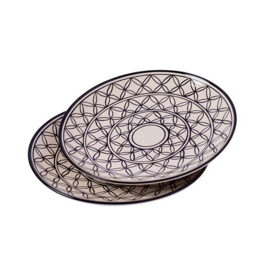 Modern Ceramic Glossy Handcrafted Dinner Plates | Set Of 2