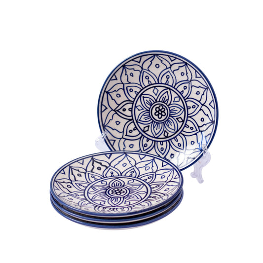 Bernise Ceramic Glossy Handcrafted Quarter Plates |Set Of 4