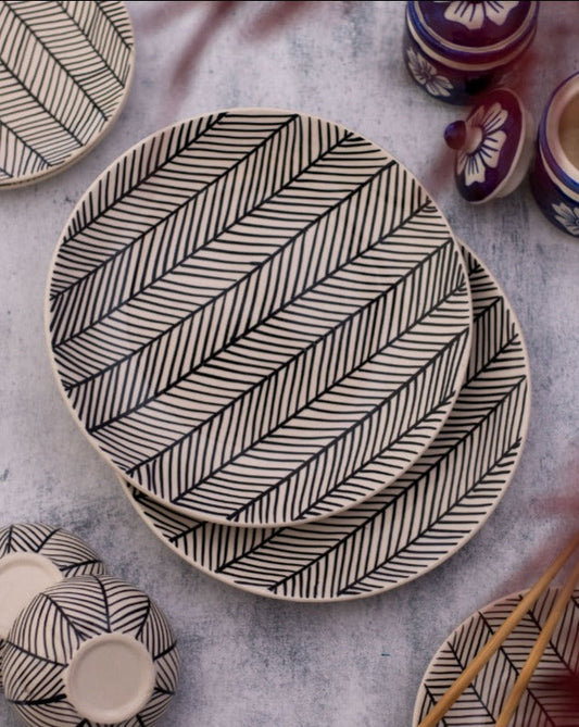 Rhea Ceramic Glossy Handcrafted Dinner Plates | Set Of 2