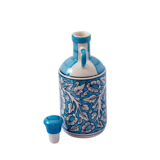 Ceramic Blue Floral Art Hand painted Oil Dispenser | 1 Liter