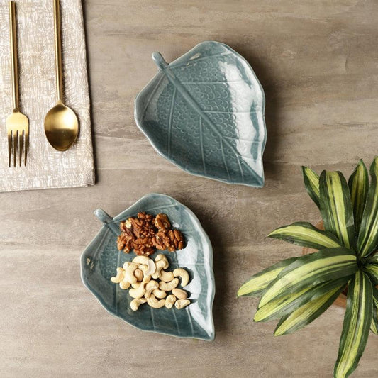 Ceramic Leaf Platter | Set of 2