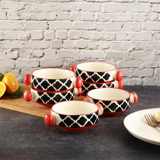 Hand painted Mughal Ceramic Bowl set | Set of 6 | Multiple colours