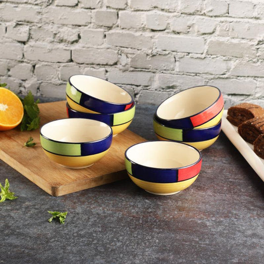 Hand Painted Ceramic Bowl Set | Set of 6 | Multiple Designs