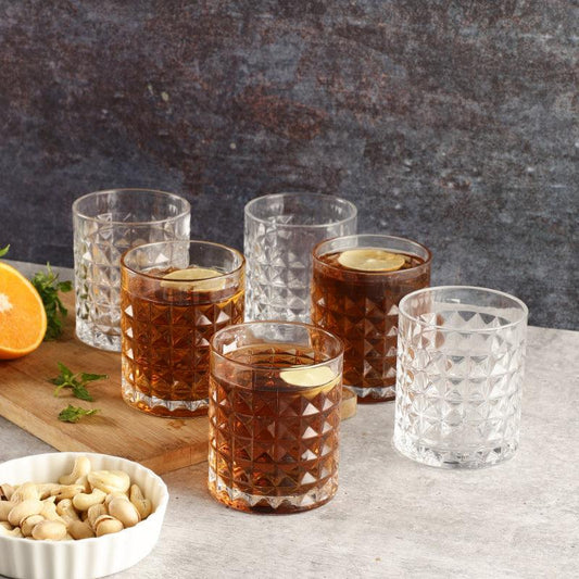 Diamond Cut Whiskey Glasses | Set of 6