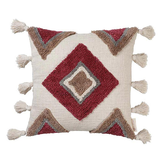 Geo Tufted Tasseled Chunky Cushion Cover | 16x16 inches