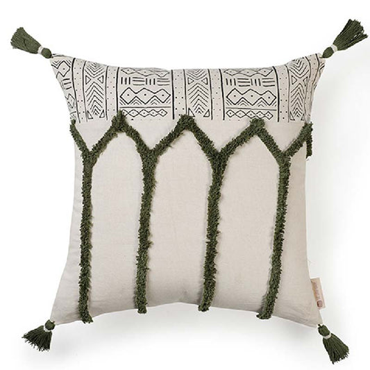 Vivacious Lines Tufted Plus Print Cushion Cover | 18x18 inches