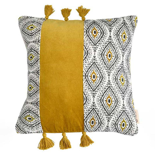 Makhamalee Ocre Cushion Cover | 18x18 inches