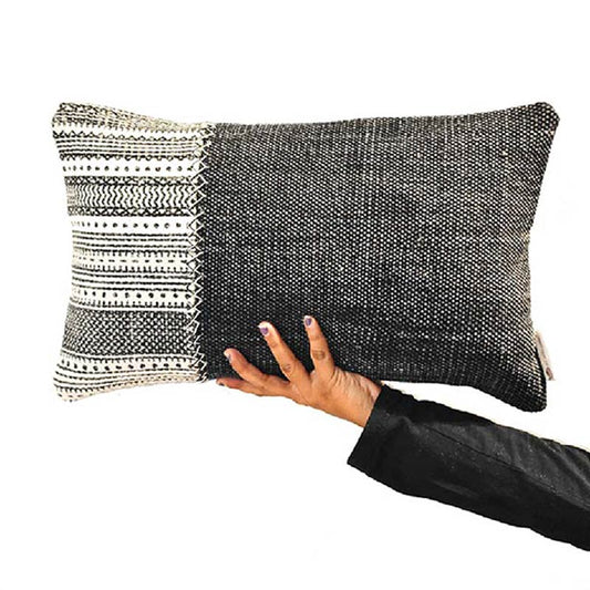 Stonewash Embroidered Cushion Cover | 20x12 inches