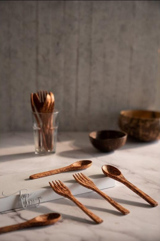 Thenga Coconut Wood Spoon & Fork Combo | Set Of 4