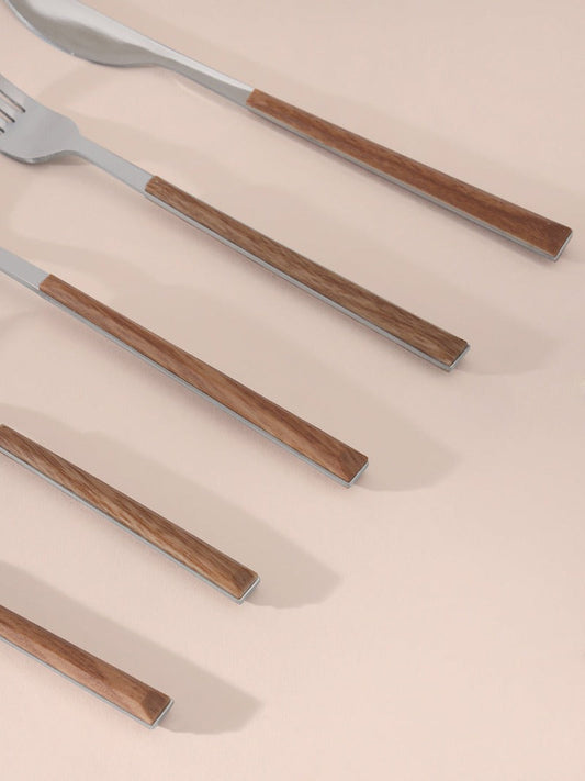 Wood and Steel Cutlery Set | Set of 5