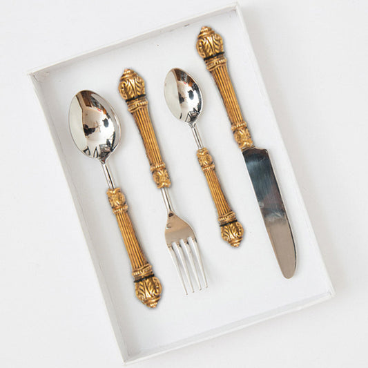 Vintage Gold Cutlery Set | Set of 4