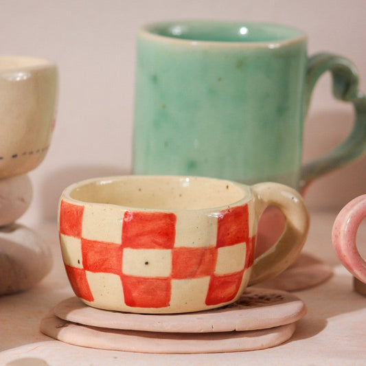 Checkered Hand-painted Cup | 150ml