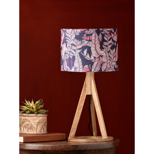 Blue Leaves Trio Wooden Lamp