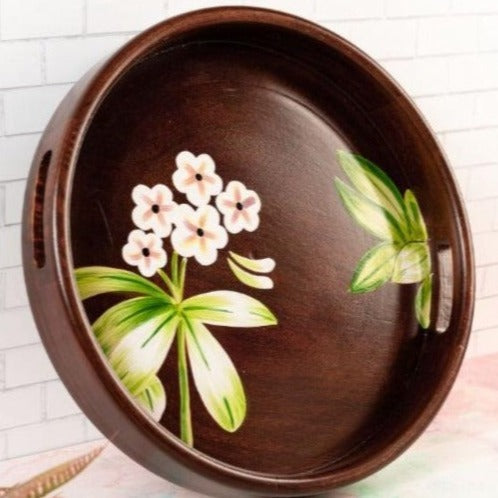 Floral Handpainted Wooden Tray