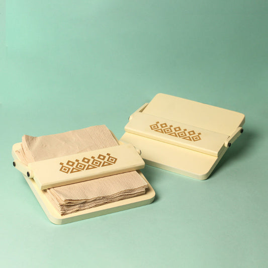 Ivory White Tissue Tray With Tissue Box