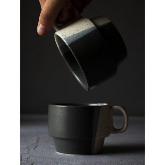 Black & White Stackable Mugs | Set of 2