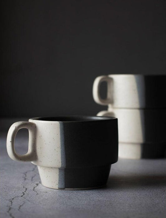 Black & White Stackable Mugs | Set of 2