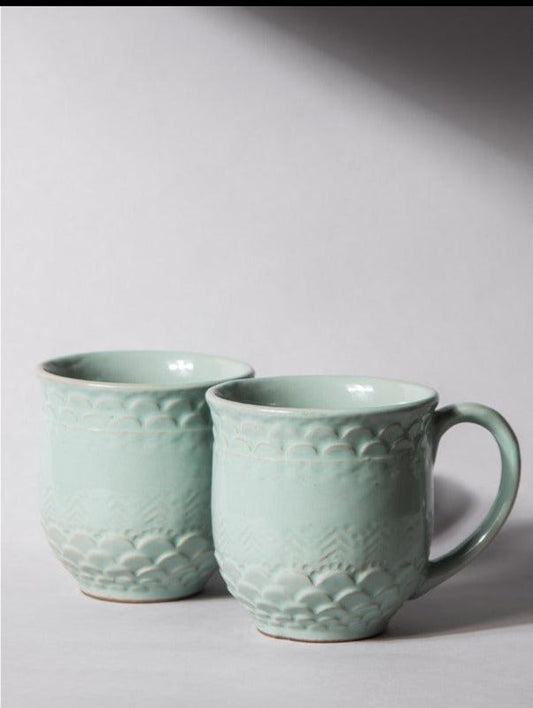 Aqua Green Mugs | Set of 2