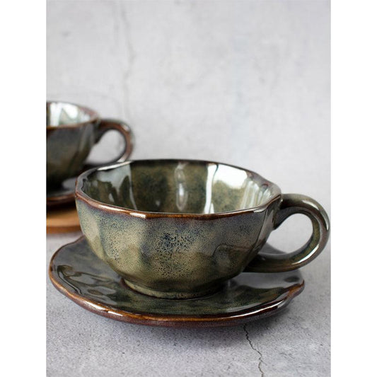 Olive Green Cups & Saucers Gift Box  | Set of 4