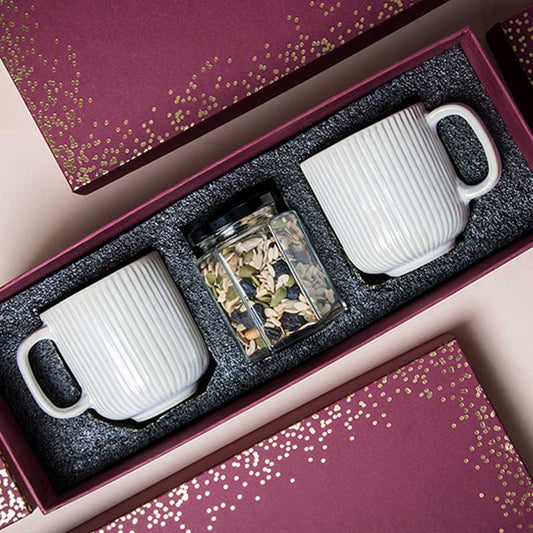 Striped Ivory Mugs Gift Box