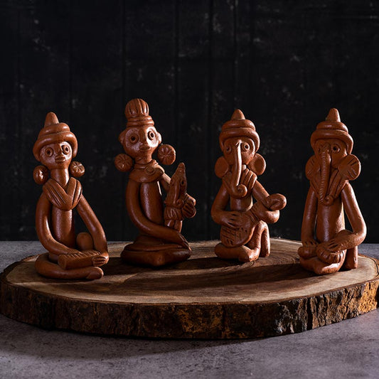 The Time of Tribals Terracotta Showpieces | Set of 4