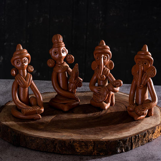 The Time of Tribals Terracotta Showpieces | Set of 4