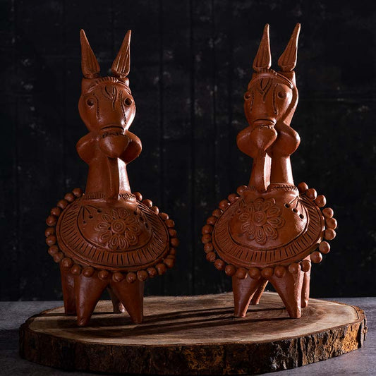 The Peaceful Horse Terracotta Showpieces | Set of 2