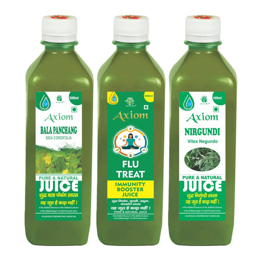 Axiom Typhoid Fever Combo (Bala Juice + Flu Treat Juice + Nirgundi Juice)