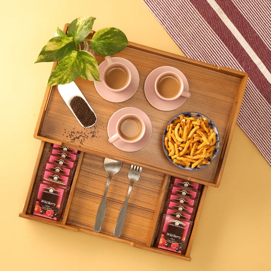 Serving Tray with Tea bag Drawer