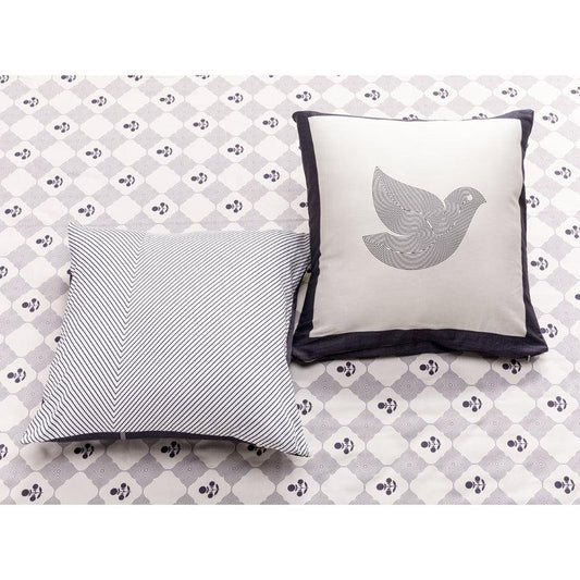 Midnight Blue Bageecha Cushion Covers | Set of 2