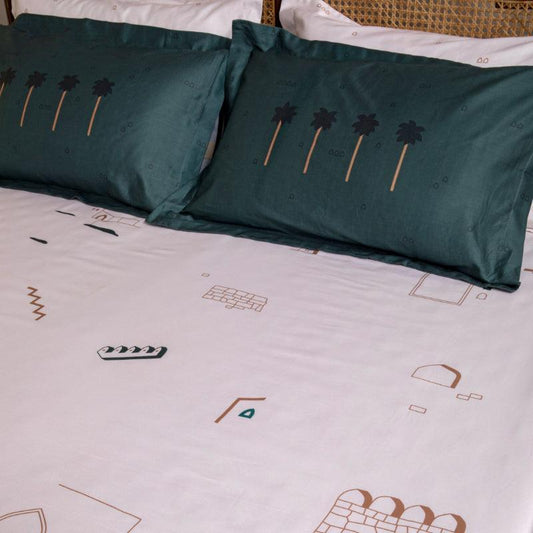 Cream & Green Golconda Memories Bedding Set | King Size