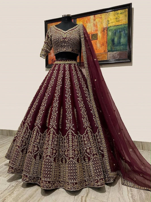 Mulberry Silk Sequence Work Lehenga Choli With Dupatta