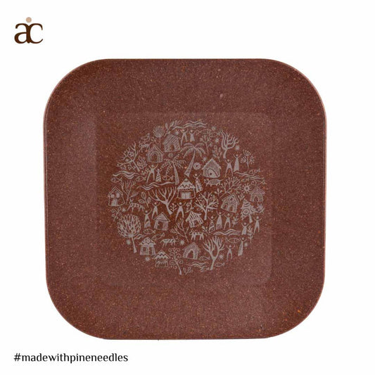 Brown Patio Plate Modern Art | Set of 4