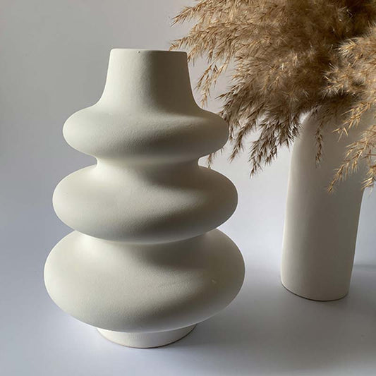 Handcrafted Matte Teshio Ceramic White Vase