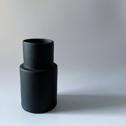 Black Toyama Handcrafted Ceramic Vase