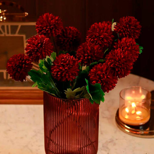 The Kaifeng | Artificial Red Chrysanthemum Pack of 12 flowers