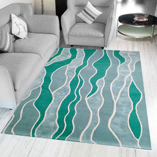 Waves Rug | Premium Wool & Viscose | 8X5 ft