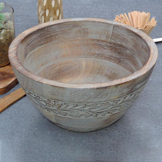 Rustic Grey Bowl Flower with White wash