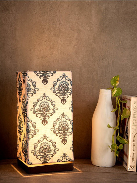 Block Print Lamp with Wooden Base